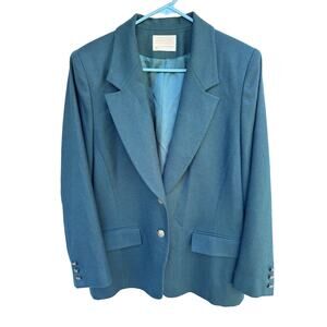 Vintage 80's Pendleton Green 100% Virgin Wool Blazer sz 16 Single Breasted